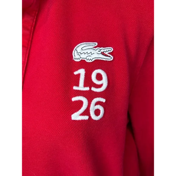 Men's Lacoste Red Long Sleeve Polo Shirt Size L - Picture 4 of 8